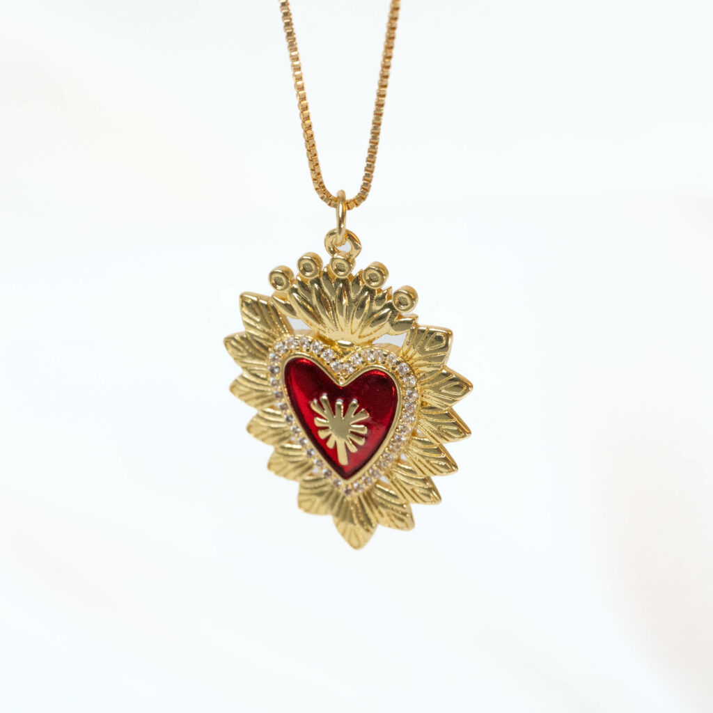 Cœur Sacré Milagro – Boîte En Métal Doré En Forme De Cœur, Ex Voto, Lot De 3 Pièces